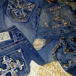 " MISS ME " Embellished Blue Jeans